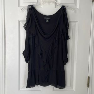 White House Black Market Black Boho Blouse XS